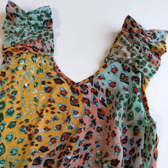 Jodifl colorful long ruffle sleeveless maxi dress size L Multicolor leopard - Picture 10 of 10